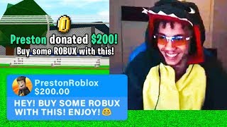 DONATING  TO SMALL ROBLOX STREAMERS PrestonPlayz Roblox [upl. by Nybbor]