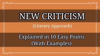 New Criticism Literary Theory Explained in 10 Easy Points englishliterature literarycriticism [upl. by Aicenev]