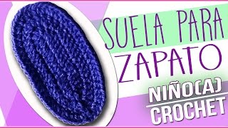 Suela Para Zapatos  Tejidos a Crochet Para Niñoa de 18 a 24 meses [upl. by Nnarual940]