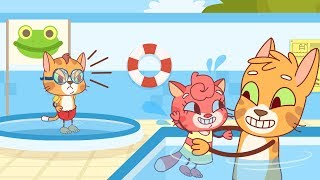 Cat Family  Cartoon for Kids  New Full Episodes 7  Kitten Learns to Swim [upl. by Radburn]