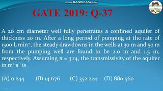 Transmissibility of Confined Aquifer GATE 2019 Q37 [upl. by Thacker480]