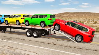 Flatbed Truck Mcqueen  Transportation with Truck  Pothole vs Car 201  BeamNGDrive [upl. by Ojyllek]