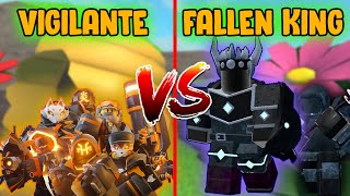 Vigilante Skins VS Fallen King  Tower Defense Simulator  ROBLOX [upl. by Ewell169]