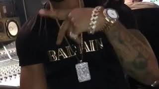 C montana  in studio previewing new music Flexing iced out diamond chain and bussdown AP [upl. by Erickson]