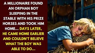 A MILLIONAIRE FOUND AN ORPHAN BOY SLEEPING IN THE STABLE WITH HIS PRIZE HORSES AND TOOK HIM HOME [upl. by Broome982]