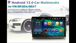 Erisin ES8528V Android 120 Car GPS Wireless CarPlay Auto Radio SWC DTV DSP Stereo For VW Seat Skoda [upl. by Searle430]