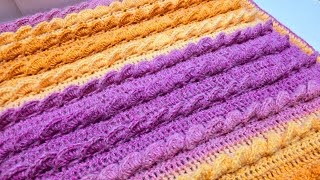 Crochet Beautiful 3D Shells Blanket Tutorial  Horizontal Dimensions [upl. by Htebesile179]