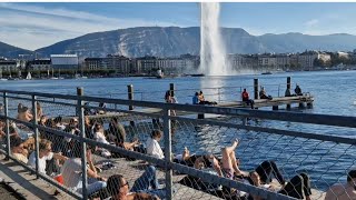 SWITZERLAND 🇨🇭 SUNDAY WALKING TOUR AT BAINS DES PAQUIS GENEVA travel nature [upl. by Bullis]