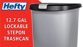 Hefty® 127 Gal Lockable StepOn Trash Can  Product Video [upl. by Anailuj372]