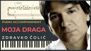 MOJA DRAGA – Zdravko Colic  Piano Karaoke Cover amp Tekst  NOTE za klavir [upl. by Ariamat959]