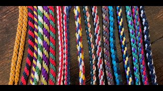 Fingerloop Braiding 6  A Lace Bend Round of 8 bows [upl. by Ylicic]