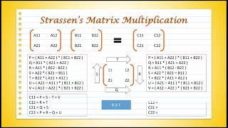 Strassens Matrix Multiplication  Strassens Matrix Multiplication Formulas [upl. by Neal614]