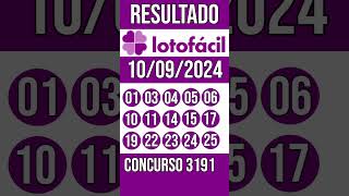 LOTO FACIL hoje  10092024  Resultado concurso 3191 [upl. by Kassia907]