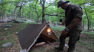 RETRO BUSHCRAFT CAMP BowlSpoon Carving Oilcloth Tarp AFrame Shelter Mushrooms on Toast [upl. by Pell]