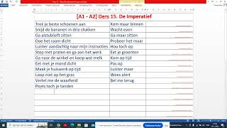 A1  A2 Ders 15 Hollandaca Emir Cümleleri De Imperatief in het Nederlands [upl. by Sloatman]