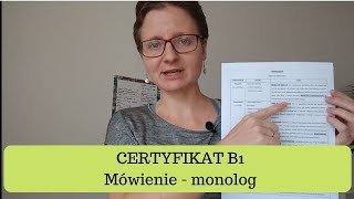 CERTYFIKAT B1 Mówienie  monolog [upl. by Enelehcim]