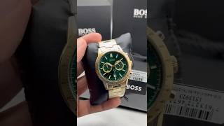 HUGO BOSS Allure Gold Stainless Steel Green Dial Chronograph Quartz Watch for Gents – 1513923 [upl. by Chiles794]