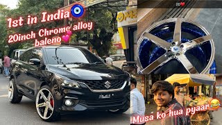 1st in India chrome 20inch alloy in baleno💕Musa ko hua pyaar😂Prestige design20inchwheels viral [upl. by Fielding325]