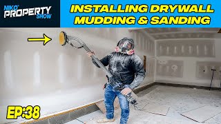 Installing Drywall  Mudding and Sanding  Ready to Prime  Building A 350000 Custom House  EP 38 [upl. by Sarilda6]