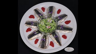 Carpaccio de filets de sardines œufs de lump et concombre à la crème [upl. by Apfel284]