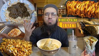 PALAK BIRYANI IN GULSHAN RAVI  EXPLORING HIDDEN FOOD PLACES  LABANESE WRAP  KASURI FALOODA [upl. by Rashida108]