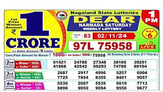 NAGALAND Lottery SAMBAD DEAR EVENING 1PM RESULT TODAY 02112024 STATE DEAR LOTTER [upl. by Polard]