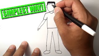 How to draw a person for beginners  Easy People Drawing  cómo dibujar una persona [upl. by Annerb]