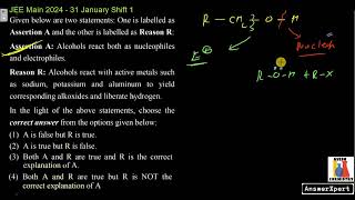 Assertion A Alcohols react both as nucleophiles and electrophiles [upl. by Yelad]