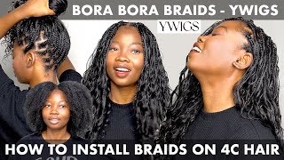 HUMAN HAIR BRAIDS ON NATURAL HAIR  DIY BRAIDS  YWIGS HAIR [upl. by Attej]