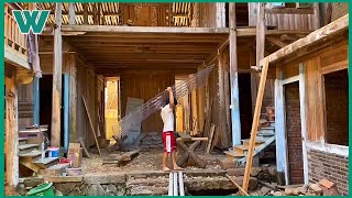 Renovating old wooden houses in rural China  workers HD [upl. by Isewk525]