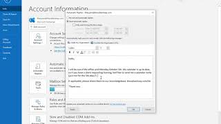 How to set up an out of office automatic reply in Microsoft Outlook for Office 365Exchange [upl. by Piegari]