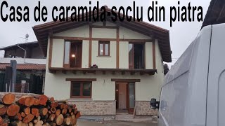 Casa din caramidaSoclu din piatra naturalaFatada izolatapolistirenAcoperis din lemn stratificat [upl. by Cody]