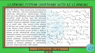 Pitman Shorthand  Exercise No166 Dictation  WPM  KZ Learning [upl. by Alaek]