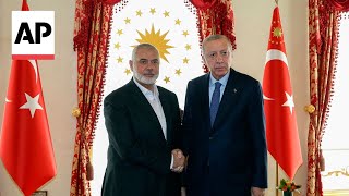 Turkish President Erdogan meets Hamas political leader Haniyeh in Istanbul [upl. by Tocci614]