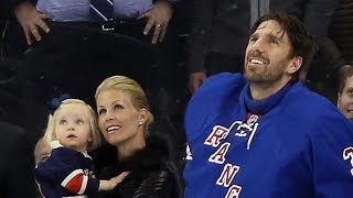 Henrik Lundqvist honored by the Rangers [upl. by Nauqad]