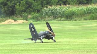 Crash of a giant scale folding wing F4U Corsair and Moki [upl. by Dremann]