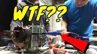 CHINESE PIT BIKE BUILD  SPLITTING THE ENGINE CASE [upl. by Ule720]