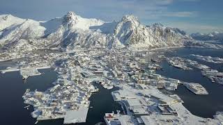 Travel Lofoten Islands 4K Svolvaer to Reine Mavic Pro drone aerial winter wonderland hamnoy reine [upl. by Ynna177]