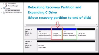 Move Recovery Partition and Extend C Drive Windows 11 10 7 Server [upl. by Brittan249]