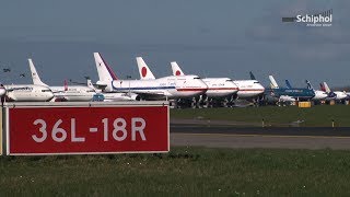 Vliegtuigen van delegaties geparkeerd op Polderbaan [upl. by Baily898]