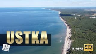 Ustka z drona wrzesień 2023 plaże piasek morze statki zachód słońca 4K [upl. by Kimmy]