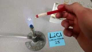 Qualitative Flame Test  LiCl Lithium Chloride [upl. by Orest]