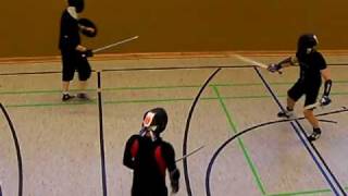 1 against 2  double langes messer vs Katana and Broadsword´n SHield [upl. by Lurie]