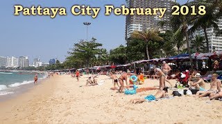 Holiday in Pattaya Thailand in February 2018  beach in Pattaya sea and food [upl. by Welbie]