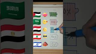 تصميم اعلام الدول العربيةArab countries flags design🌍 رسم palestinesatisfying makeuptutoriall [upl. by Magdau]