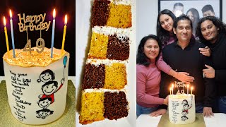 ලස්සන ෆැමිලි කේක් එකක් නිර්මාණය කරමුFamily cakecheckerboard cake tutorialchessboard pattern [upl. by Remat]