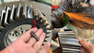 How to repair differential gear teeth  repairing rear wheel gear broken teeth  Truck broken teeth [upl. by Celik854]