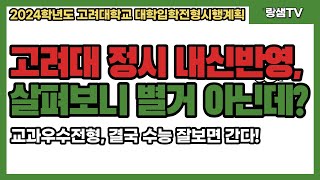 2024학년도 고려대학교의 정시 내신 반영 살펴보니 아무것도 아니네 [upl. by Eidnil661]