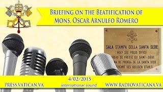 Briefing on the Beatification of Mons Romero  20150204 [upl. by Anual]