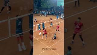 Rally 😱powerful spike 😳first pass and Difence 😲 volleyball volleydonor volley shorts reels [upl. by Litnahs]